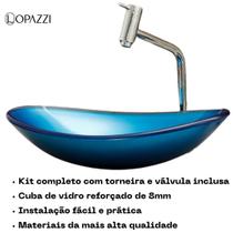 Kit cuba para banheiro oval com torneira link gourmet e valvula click up - várias cores