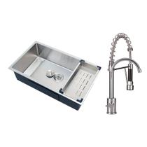 Kit Cuba para Cozinha Terena 74 cm e Torneira Misturador Monocomando Saída para Filtro Carandaí - Prata