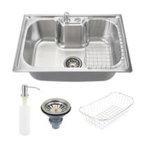 Kit Cuba Pia Aço Inox Cozinha E Acessórios 60x42x21