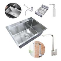 Kit Cuba Pia Aço Inox Cozinha Gourmet E Torneira Perfil Em L Kit Cuba Pia Aço Inox Cozinha Gourmet E Torneira Perfil Em L