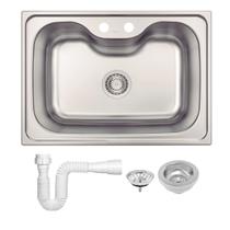 Kit Cuba Pia Cozinha Morgana 60FX Undermount 69x49cm Inox Escovado Com Válvula E Sifão Tramontina Cor:Inox Kit Cuba Pia Cozinha Morgana 60FX Undermount 69x49cm Inox Escovado Com Válvula E Sifão Tramontina Cor:Inox