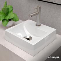 Kit Cuba Pia de Apoio Sobrepor Quadrada 32x30 Banheiro Lavabo Com Torneira e Válvula Beltempo Kit Cuba Pia de Apoio Sobrepor Quadrada 32x30 Banheiro Lavabo Com Torneira e Válvula Beltempo