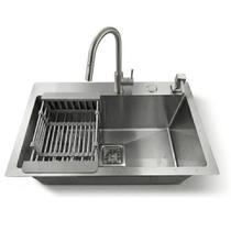 Kit Cuba Pia Inox 60x45 Torneira Extensível Inox304 Cozinha Quadrada Acessórios Conjunto Roome Prateado Kit Cuba Pia Inox 60x45 Torneira Extensível Inox304 Cozinha Quadrada Acessórios Conjunto Roome Prateado