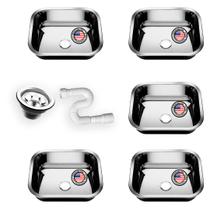 Kit Cuba Pia Inox American N0 40x34x17 Aço 430 5 Unidades
