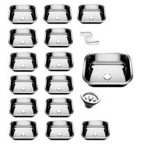 Kit Cuba Pia Inox Cozinha As N0 40x34x14 Aço 430 15 Unidades