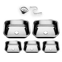 Kit Cuba Pia Inox Cozinha As N0 40x34x14 Aço 430 5 Unidades
