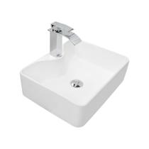 Kit Cuba Pia Louça Cerâmica Banheiro C/Torn E Vál Cromada 28