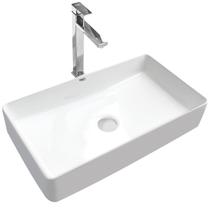 Kit Cuba Pia Louça Cerâmica Banheiro C/Torn e Vál Cromada 92