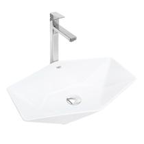 Kit Cuba Pia Louça Cerâmica Banheiro C/Torn E Vál Cromada 93