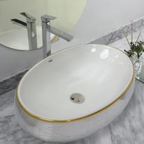 Kit Cuba Pia Louça Cerâmica Banheiro C/Torn e Vál Cromada 94