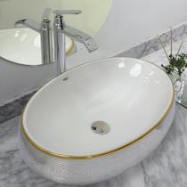 Kit Cuba Pia Louça Cerâmica Banheiro C/Torn E Vál Cromada100 Kit Cuba Pia Louça Cerâmica Banheiro C/Torn E Vál Cromada100