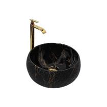 Kit Cuba Pia Louça Cerâmica Banheiro C/Torn E Vál Dourada 61 Kit Cuba Pia Louça Cerâmica Banheiro C/Torn E Vál Dourada 61