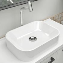 KIT Cuba Pia Retangular Sobrepor De Apoio Luna 36x27cm Com Válvula Inox Para Banheiro Beltempo KIT Cuba Pia Retangular Sobrepor De Apoio Luna 36x27cm Com Válvula Inox Para Banheiro Beltempo