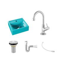 Kit Cuba Q32 C/Torneira 1198 Metal + Válvula 1'' (2,6cm) + Sifão Pvc + Flexível