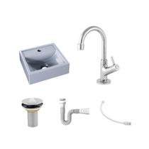Kit Cuba Q32 C/Torneira 1198 Metal + Válvula 1'' (2,6cm) + Sifão Pvc + Flexível