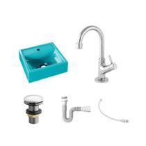 Kit Cuba Q32 C/Torneira 1198 Metal + Válvula Click 1 1/2'' (04cm) + Sifão Pvc + Flexível
