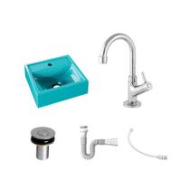 Kit Cuba Q32 C/Torneira 1198 Metal + Válvula Click 1''B (2,6cm) + Sifão Pvc + Flexível