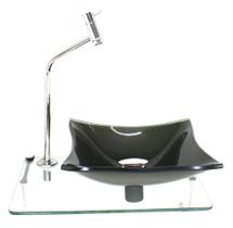 Kit Cuba Quadrada 10Mm Ouro Envelhecido Tampo 40Cm Incolor Kit Cuba Quadrada 10Mm Ouro Envelhecido Tampo 40Cm Incolor