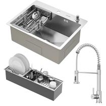 Kit Cuba Quebec 60cm Aço Inox 304 com Calha Organizadora Aço Inox e Torneira Milão Monocomando GoldenX