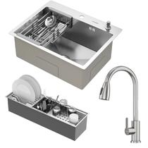 Kit Cuba Quebec 60cm Aço Inox 304 com Calha Organizadora Aço Inox e Torneira Roma Aço Inox GoldenX