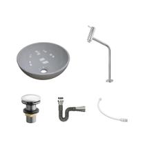 Kit Cuba R30 C/Torneira Link 1062 Metal + Válvula Click 1 1/2'' (4,0cm) + Sifão Cromado + Flexível