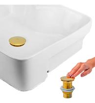 Kit Cuba Semi Encaixe Sicília e Válvula Click para Cubas Inox Dourada Kit Cuba Semi Encaixe Sicília e Válvula Click para Cubas Inox Dourada