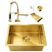 Kit Cuba Simples Gourmet 44x44 Inox 304 Com Torneira Retrátil Brinovar Luxo Kit Cuba Simples Gourmet 44x44 Inox 304 Com Torneira Retrátil Brinovar Luxo