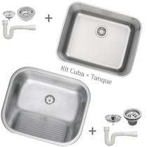 Kit Cuba Tanque 2 Und Tramontina Inox Cozinha Lavanderia Cuba Dora 50x40 + Tanque 50x40