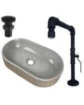 Kit Cuba Torneira Industrial Valvula Cinza Banheiro Pia Sobrepor Cinza de Apoio Cimento Rustica Kit Cuba Torneira Industrial Valvula Cinza Banheiro Pia Sobrepor Cinza de Apoio Cimento Rustica