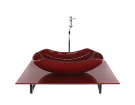 Kit Cuba Vidro Abaulada Tampo 60Cm Vermelho Cereja Full E Kit Cuba Vidro Abaulada Tampo 60Cm Vermelho Cereja Full E