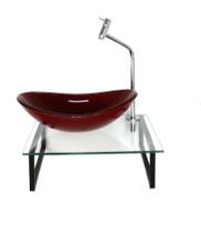 Kit Cuba Vidro Oval 10Mm Vermelho Cereja Tampo 40Cm Incolor Kit Cuba Vidro Oval 10Mm Vermelho Cereja Tampo 40Cm Incolor