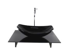 Kit Cuba Vidro Oval Chanfrada Tampo 60Cm Preto Full E