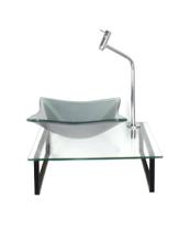 Kit Cuba Vidro Quadrada 10Mm Prata Tampo 40Cm Incolor E