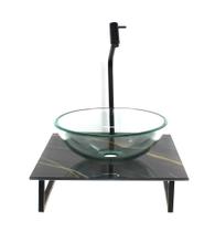 Kit Cuba Vidro Redonda 10Mm Incolor Tampo Vidro 40Cm X 40Cm