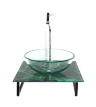 Kit Cuba Vidro Redonda 10Mm Incolor Tampo Vidro 40Cm X 40Cm