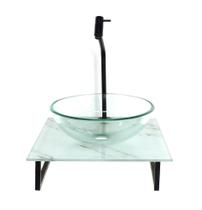 Kit Cuba Vidro Redonda 10Mm Incolor Tampo Vidro 40Cm X 40Cm