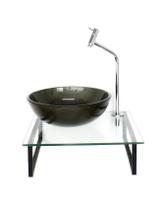 Kit Cuba Vidro Redonda 10Mm Ouro Envelhecido Tampo 40Cm