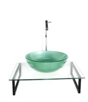 Kit Cuba Vidro Redonda 10Mm Verde Tampo 50Cm Incolor E