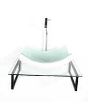 Kit Cuba Vidro Retangular 10Mm Branca Tampo 50Cm Incolor