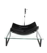 Kit Cuba Vidro Retangular 10Mm Preta Tampo 50Cm Incolor