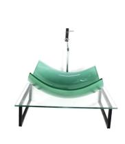 Kit Cuba Vidro Retangular 10Mm Verde Tampo 50Cm Incolor