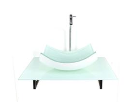 Kit Cuba Vidro Retangular Curvada Tampo 60Cm Branco Full E