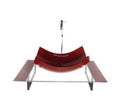 Kit Cuba Vidro Retangular Curvada Tampo 60Cm Vermelho Cereja