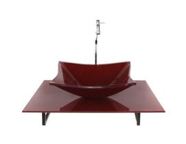 Kit Cuba Vidro Retangular Tampo 60Cm Vermelho Cereja Full E