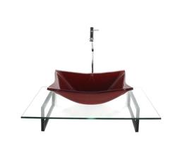 Kit Cuba Vidro Retangular Vermelho Cereja Tampo 60Cm Incolor