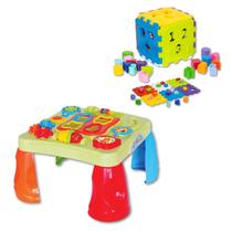 Kit Cubo Didático Infantil 24 Peças Bebê+Mesinha Didática Interativa Sonora Kit Cubo Didático Infantil 24 Peças Bebê+Mesinha Didática Interativa Sonora