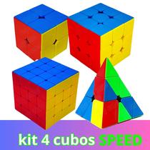 Kit Cubo Mágico 2x2x2 + 3x3x3 + 4x4x4 + Piramide Profissiona - MOYU