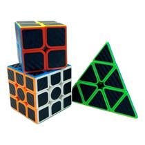 Kit Cubo Mágico Profissional Carbon 2x2, 3x3 E Pirâmide MoYU