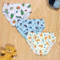 Kit Cueca 3 Peças Em Algodão Estampadinho Cores Sortidas