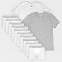 Kit Cueca Boxer C/10 + Camisetas Hering Slim Básicas C/2 Peças Masculinoc Kit Cueca Boxer C/10 + Camisetas Hering Slim Básicas C/2 Peças Masculinoc